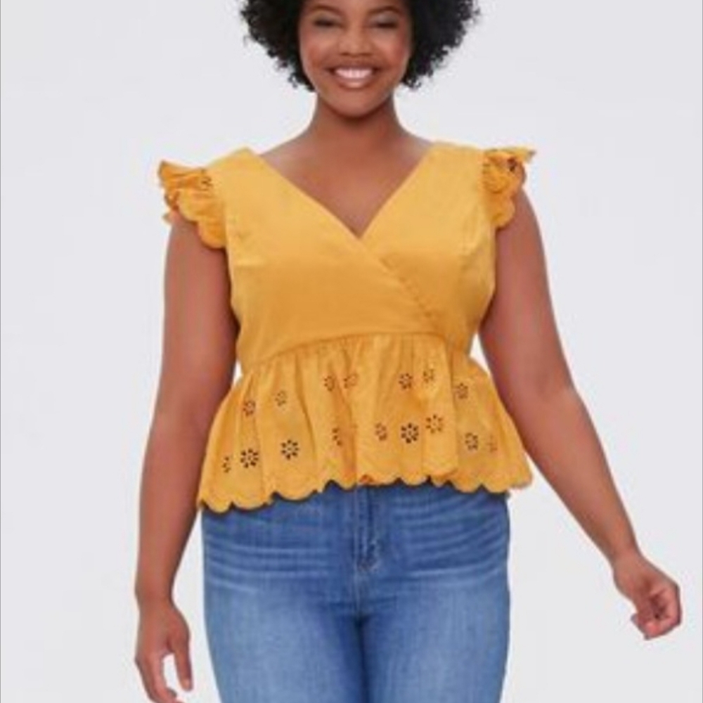 Eyelet Peplum Top